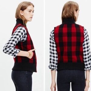 Madewell Buffalo Red and Black Plaid Wool Vest Women’s Size Medium